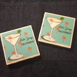 Mid Century Palm Springs Martini Coasters Retro Cocktail Bar Decor Set Ceramic
